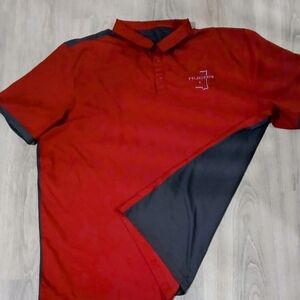 NIKE GOLF XXL Red and Black Polo Shirt Sporty Design NUCOR LOGO ON FRONT